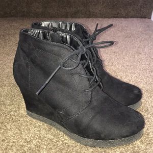 Black Wedge Booties